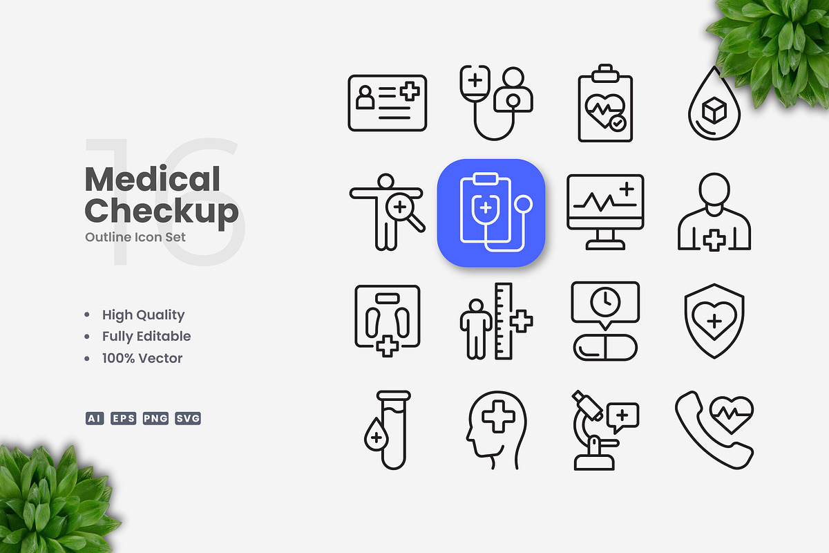 Medical Checkup Outline Icons, an Outline Icon by Upnowgraphic