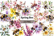Watercolor Spring Bees and Flowers, an Animal Illustration by Mash Mash Stickers (Thumbnail 1 of 9)