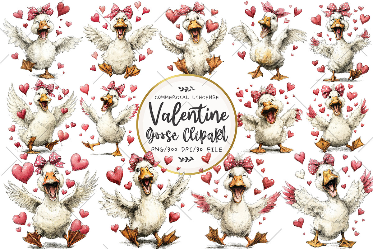 Valentine Goose Clipart, an Illustration by OK Design (Photo 1 of 6)