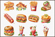 Fast Food Watercolor Clipart, an Illustration by Sublimation Artist (Thumbnail 3 of 6)