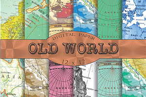 Vintage map patterns, 'Old world'
