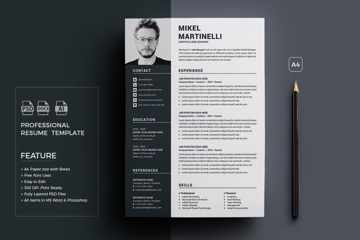 Resume/CV Word Template, a Resume Template by deviserpark (Photo 1 of 5)