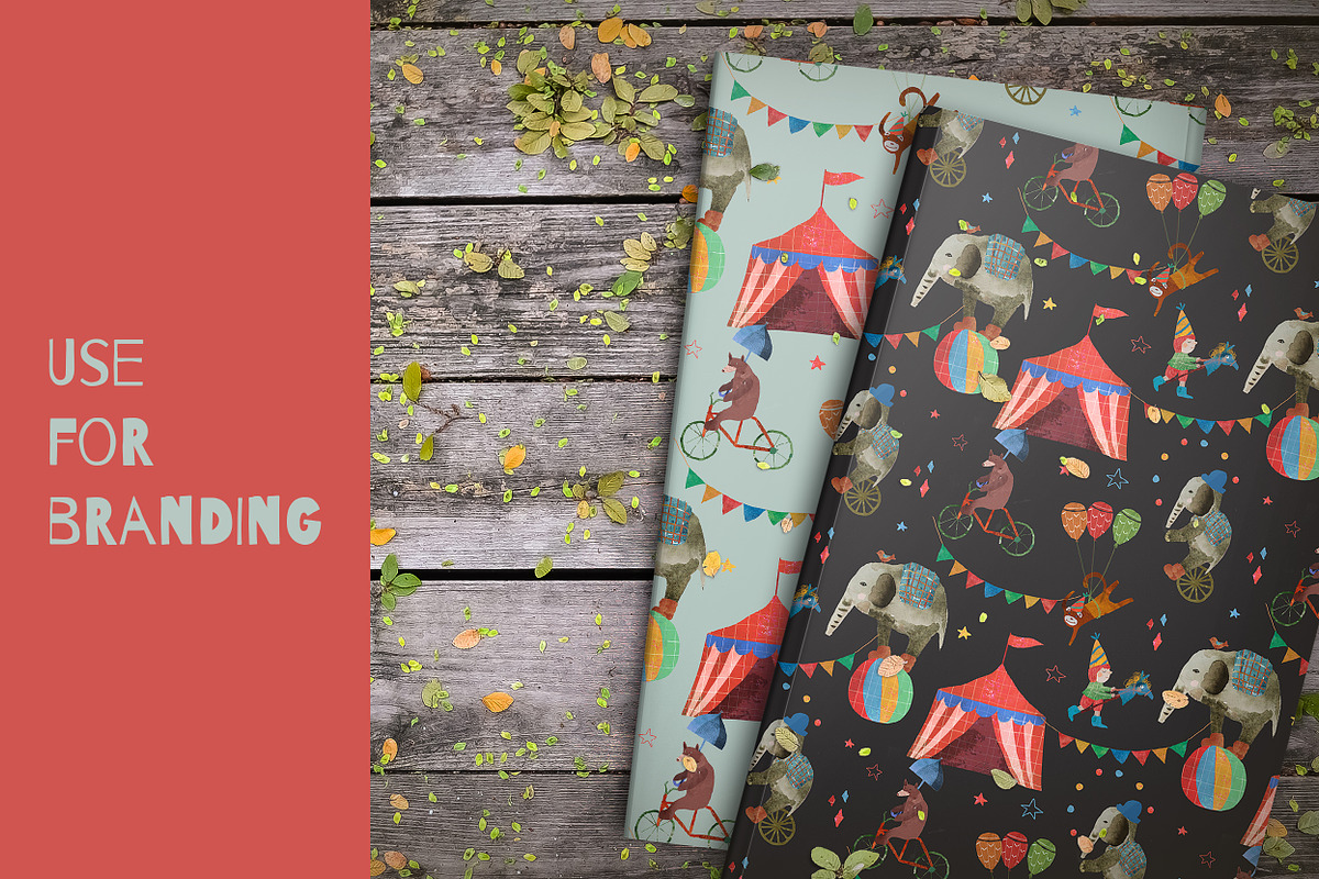 Circus Animals Watercolor patterns, a Pattern Graphic by watercolor kamill (Photo 6 of 9)