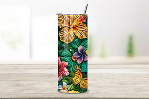 3D Floral Fantasy Tumbler Wrap PNG