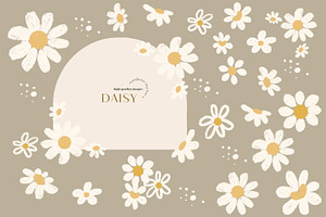 Boho Daisies Watercolor Clipart