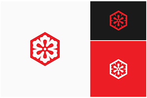 Red Flower Blossom Hexagon Logo, a Branding & Logo Template by ika trisiana