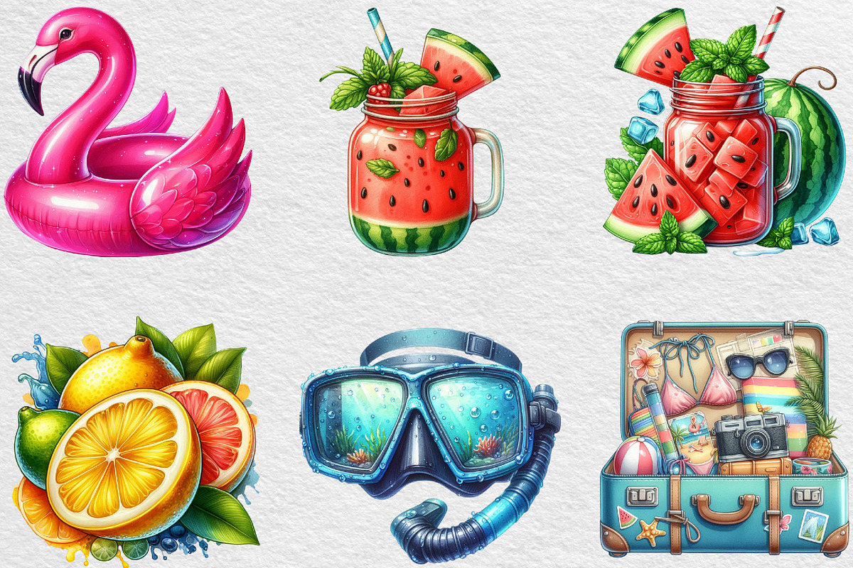 Watercolor Summer Vibe Clipart, an Illustration by Black Bird Studio (Photo 6 of 6)