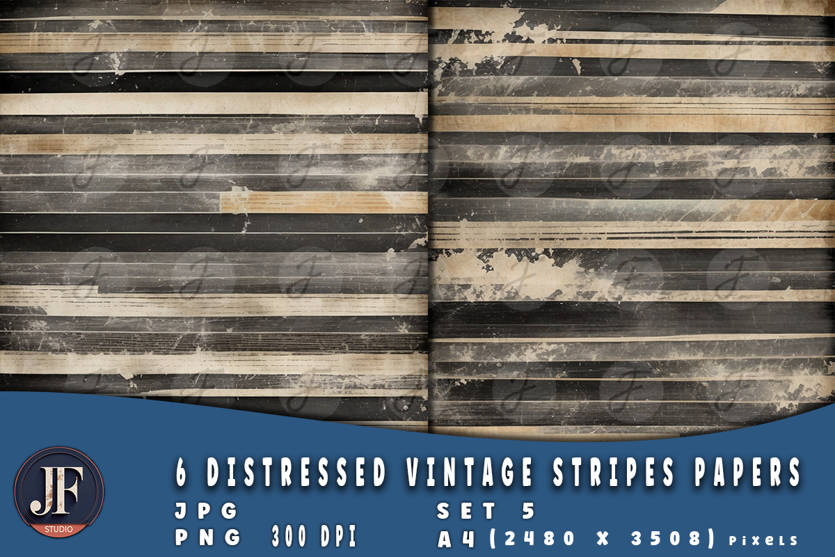 Distressed Vintage Stripes Papers 5, a Background Graphic by Joaquin Fernandez Studio (Photo 4 of 4)