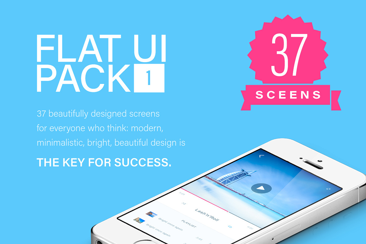 Flat UI Pack 1, an iPhone Mockup by Vectorminator (Photo 1 of 20)