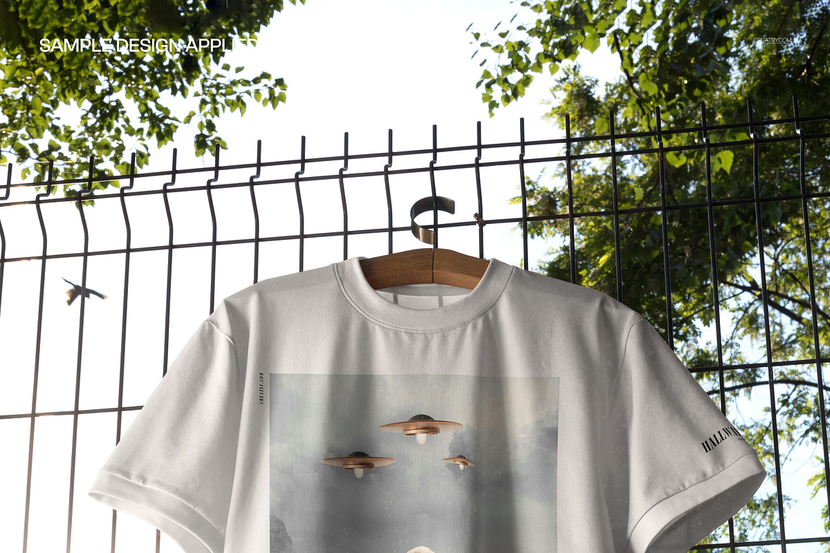 T-Shirt on Hanger Outdoors Mockup, a Shirt Mockup by creatsy5 (Photo 4 of 6)