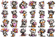 Watercolor Valentine Cat Clipart, an Illustration by Daily.Designs (Thumbnail 5 of 5)