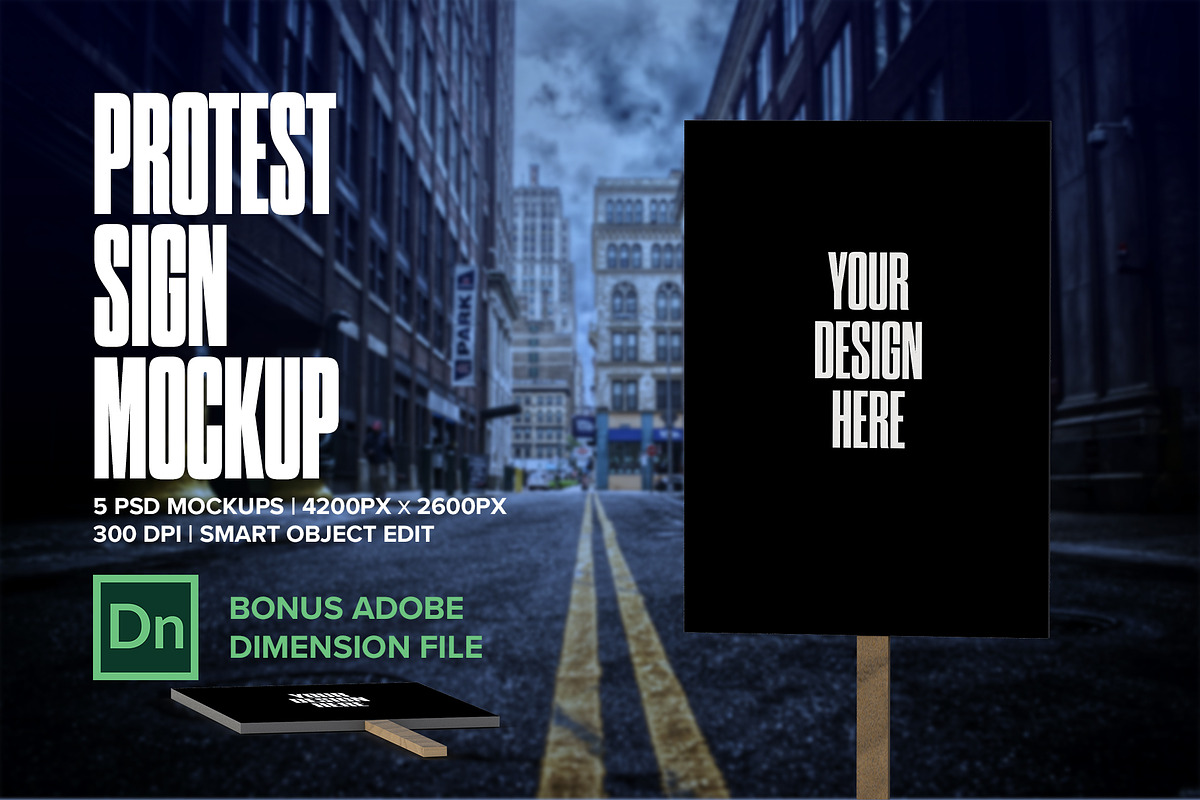 Protest Sign Mockup, a Print Template by IFBdesign (Photo 1 of 5)