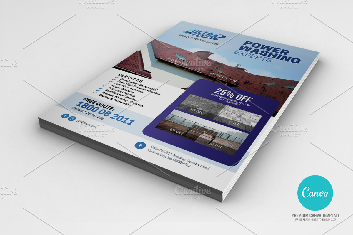 Power Wash Company Canva Flyer, a Flyer Template by PSDPixel (Photo 2 of 4)