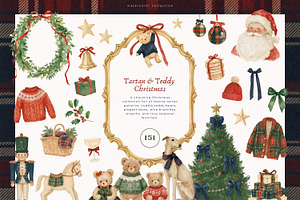 Tartan & Teddy Christmas, a Seasonal Illustration by PeDe Designs