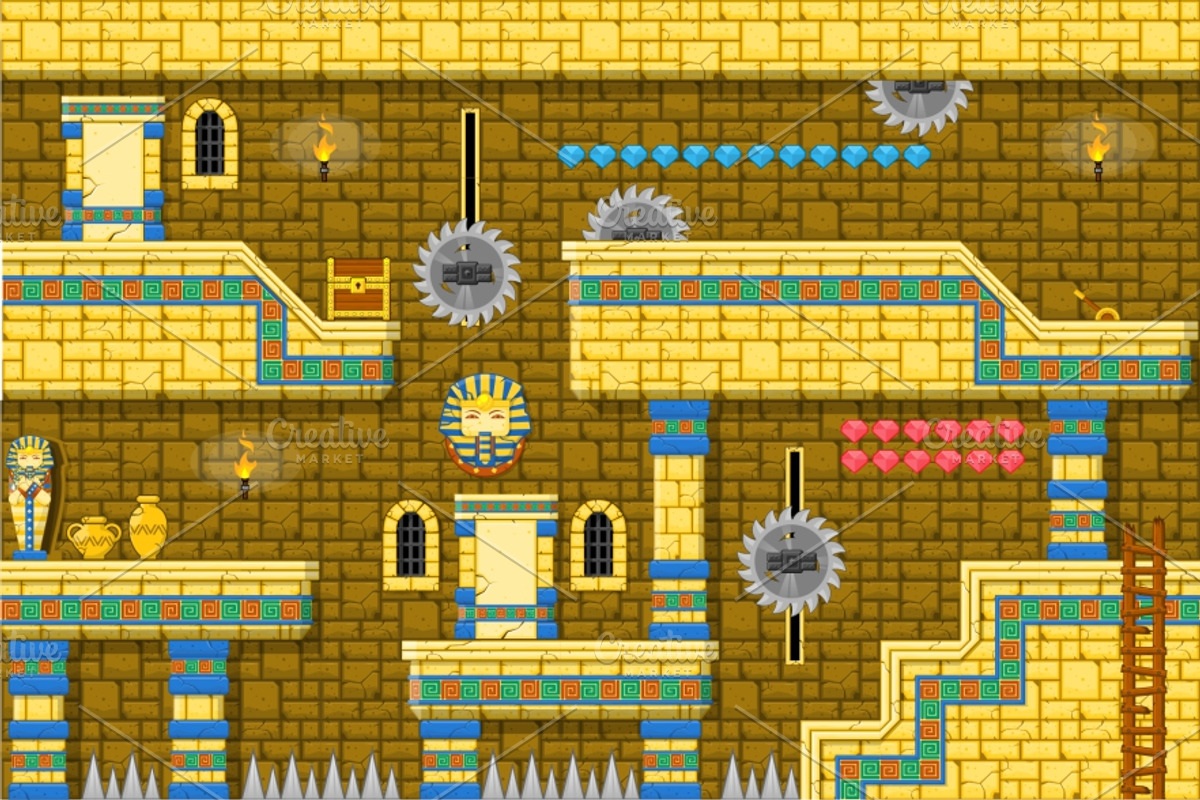 Platformer Game Tile Set 10, an Illustration by pzUH (Photo 3 of 5)