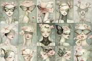 25 Lady Of Spring Digital Papers, a Person Illustration by Fusion Dream (Thumbnail 3 of 10)