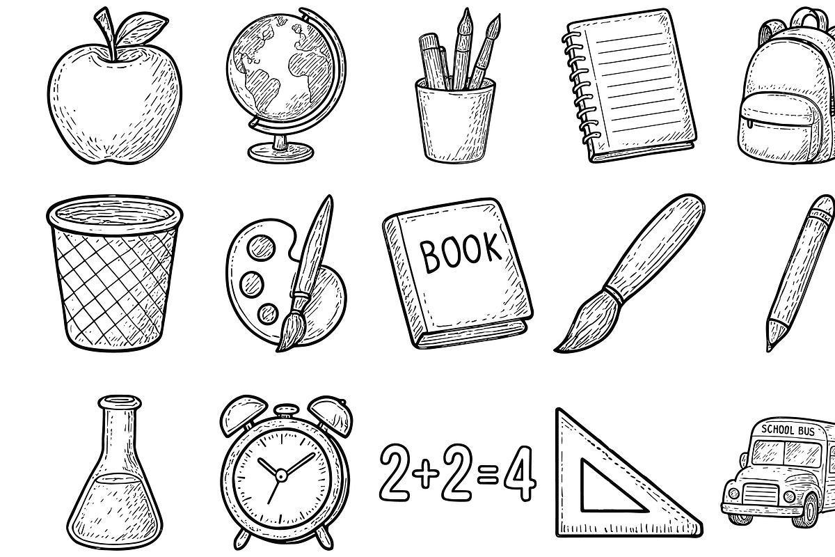 School Supplies Icons, an Object Graphic by nikagraphic
