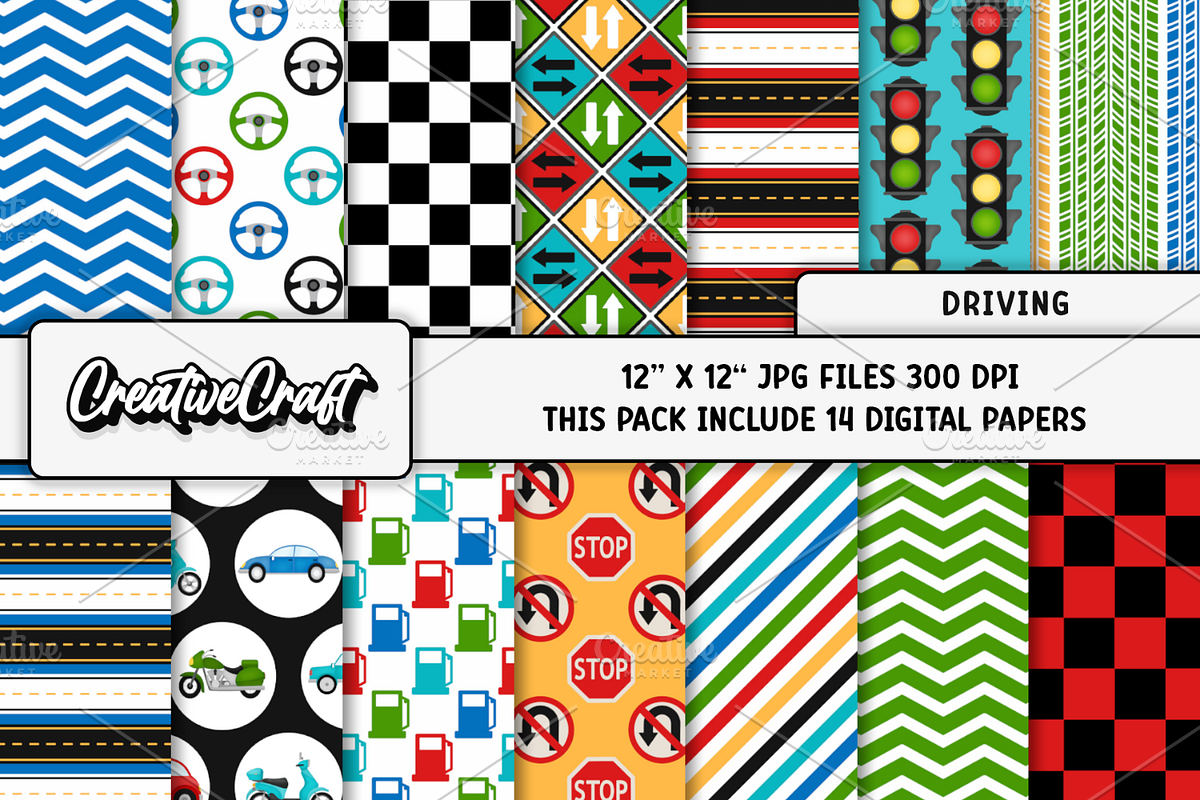 Cars Digital Papers Scrapbooking, a Pattern Graphic by CreativeCraft