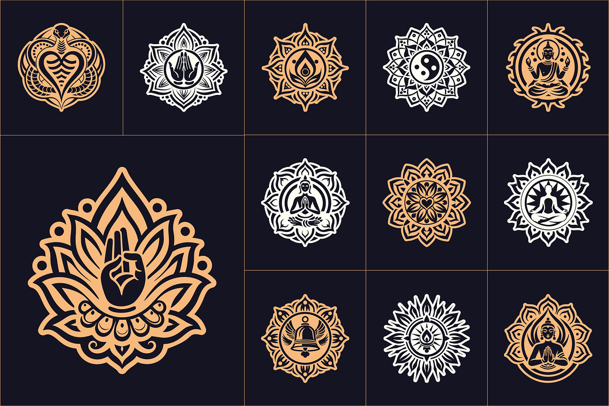 Yoga Symbols Vector Art Set, a Healthcare Illustration by Creative Stall (Photo 5 of 10)