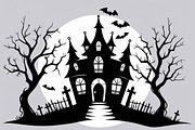 Haunted Halloween Silhouette Set, an Illustration by Creativeshirt (Thumbnail 4 of 9)