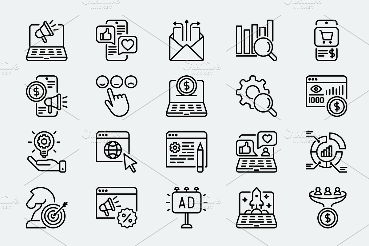 Digital Marketing Pixel Perfect Icon, an Outline Icon by Alex Blogoodf (Photo 4 of 10)