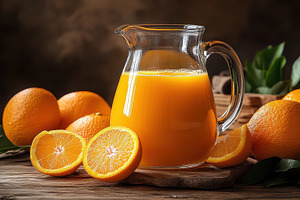 Freshly squeezed orange juice in a g, a Food & Drink Photo by Pixeness Studio