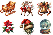 Watercolor Christmas Vintage Clipart, an Illustration by DreamArtGraphic (Thumbnail 3 of 5)