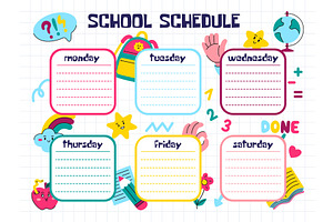 Kids school schedule. Daily planner, an Object Illustration by Valerie Bodnar