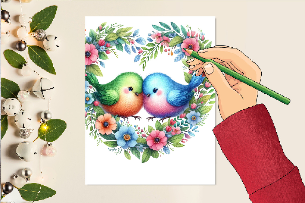 Whimsical Valentine Couple Birds, an Illustration by DreamCafeArt (Photo 6 of 6)