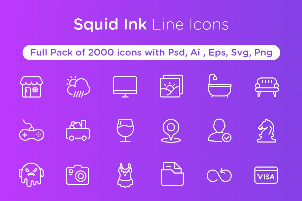 Squid Ink Line Icon Pack, an Outline Icon by Web Icon Set (Photo 1 of 4)