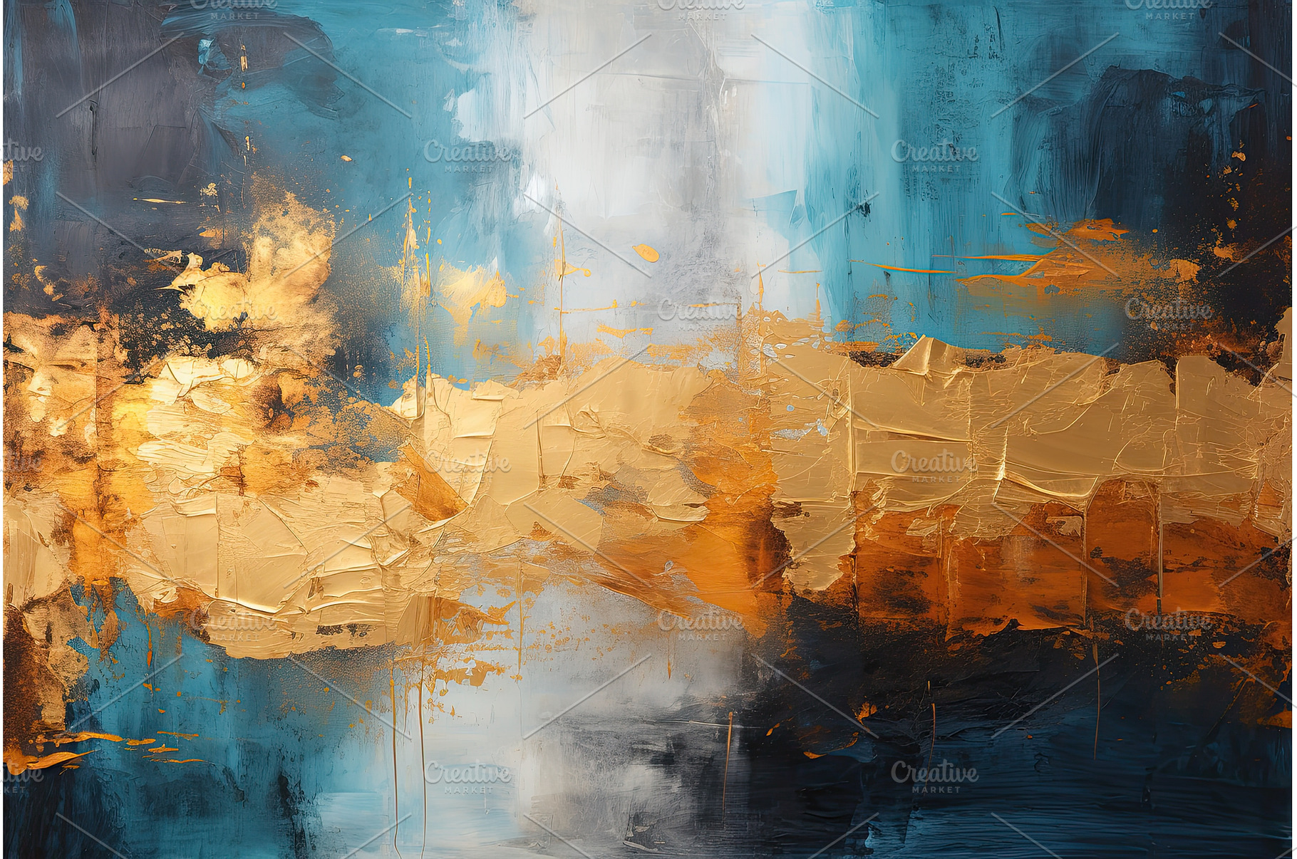 Abstract gold blue teal painted, an Abstract Photo by Neirfy
