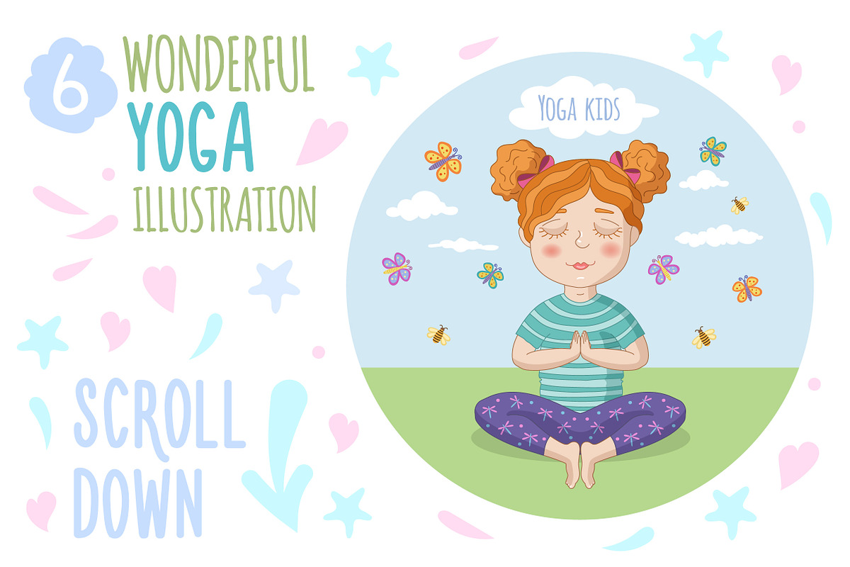 Cute girls in yoga poses. Vector, a Graphic by natamastery (Photo 2 of 6)