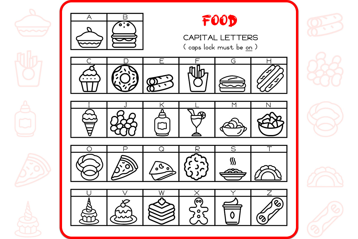 Food Alphabet - Dingbat Font, a Symbol Font by WADLEN (Photo 2 of 7)