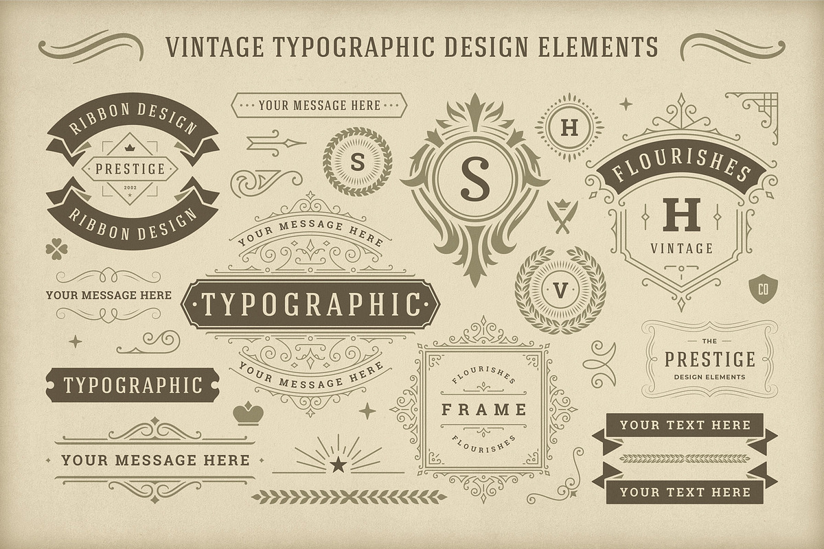 Vintage Typographic Design Elements, an Object Graphic by Vasya Kobelev