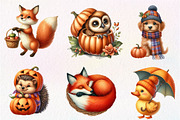 Watercolor Autumn Animals Clipart, an Illustration by CreationArt (Thumbnail 5 of 5)