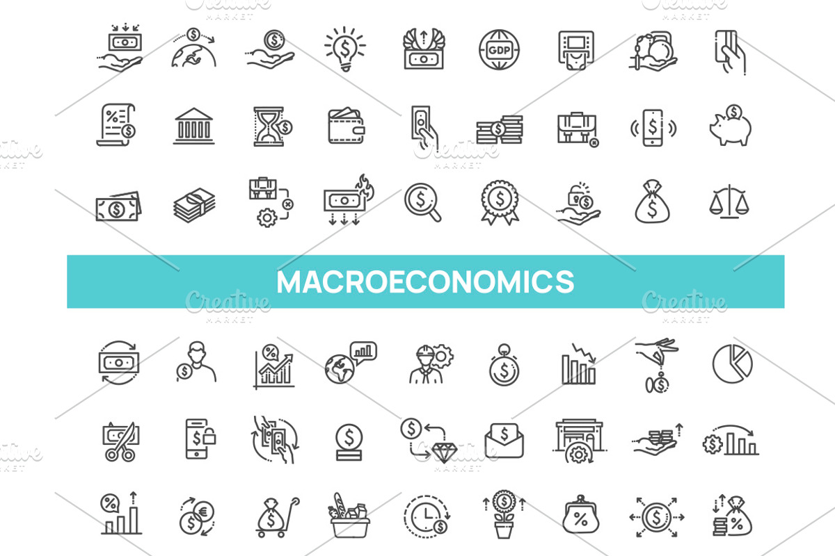 Macro Economy Icons, an Outline Icon by Tettygreen (Photo 1 of 2)