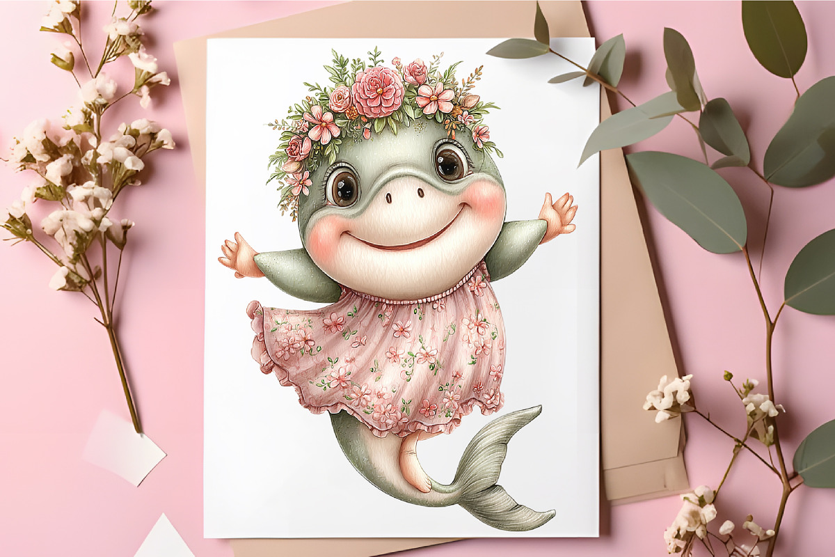Quirky Mama Shark Ocean Life Art, an Animal Illustration by RobertsArt (Photo 2 of 5)