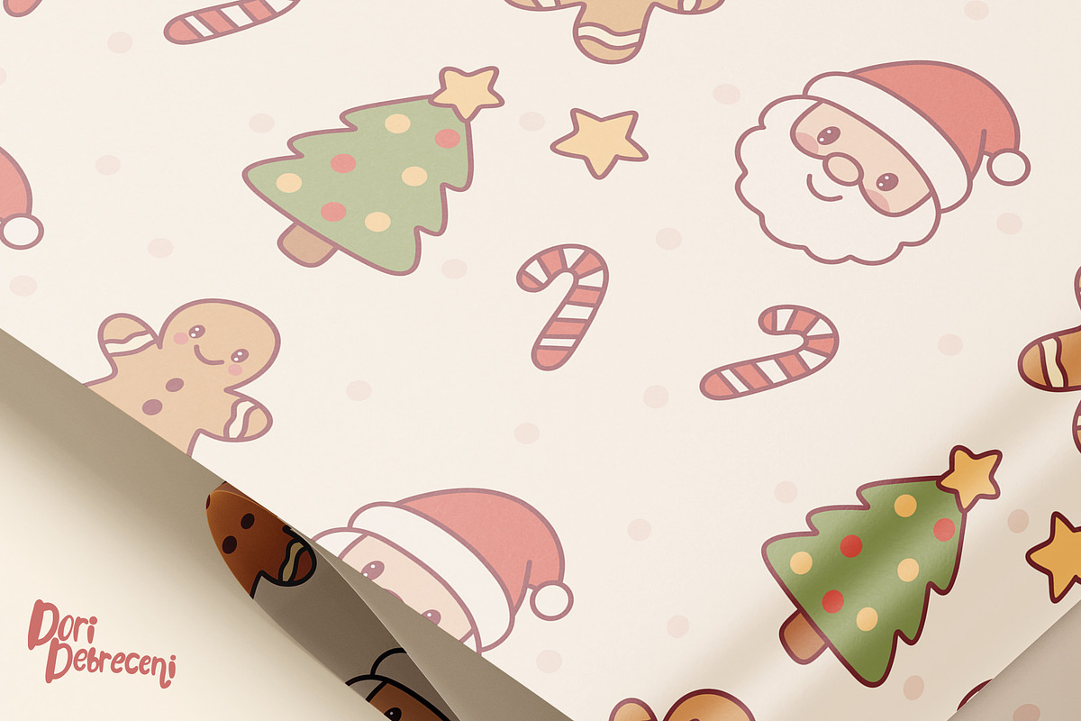 Kawaii Christmas Wrapping Paper, an Illustration by Dori Debreceni draws (Photo 2 of 6)