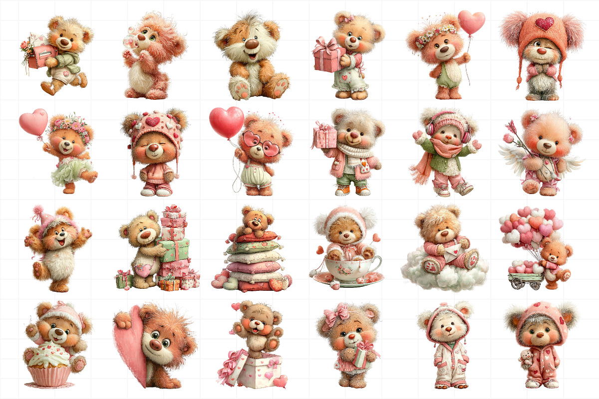 Valentines Teddy Bear Clipart, an Illustration by Daily.Designs (Photo 5 of 5)