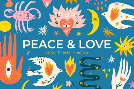 Peace and Love Bundle, an Animal Illustration by Annie Konst