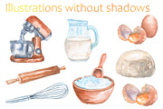 Watercolor kitchen set for baking, a Food Illustration by Olha's watercolor (Thumbnail 4 of 7)