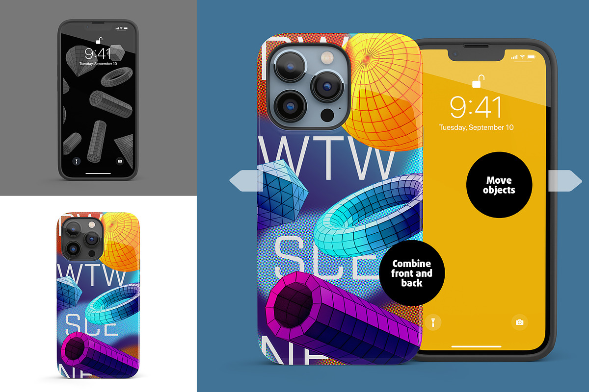 Phone 13 Pro Tough case Mock-up, an iPhone Mockup by Colatudo Store (Photo 7 of 10)