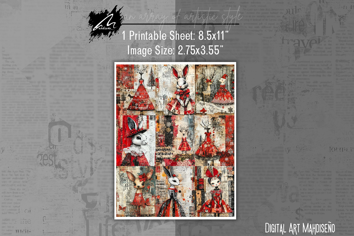 Shabby Xmas Mixed Media Scrappapers, a Decorative Illustration by Digital Art Mahdiseño (Photo 10 of 10)