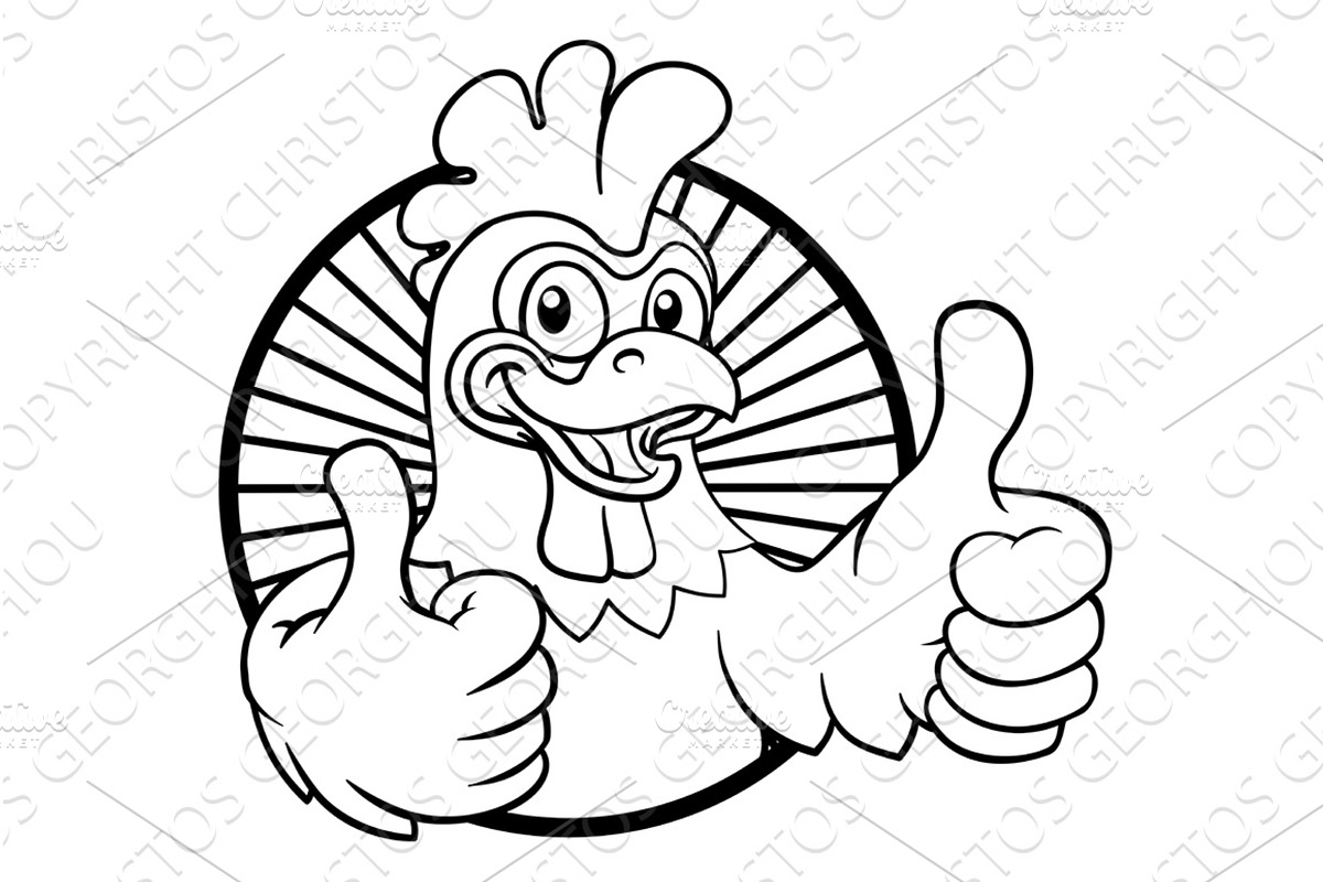 Chicken Cartoon Rooster Cockerel, an Animal Illustration by Christos Georghiou