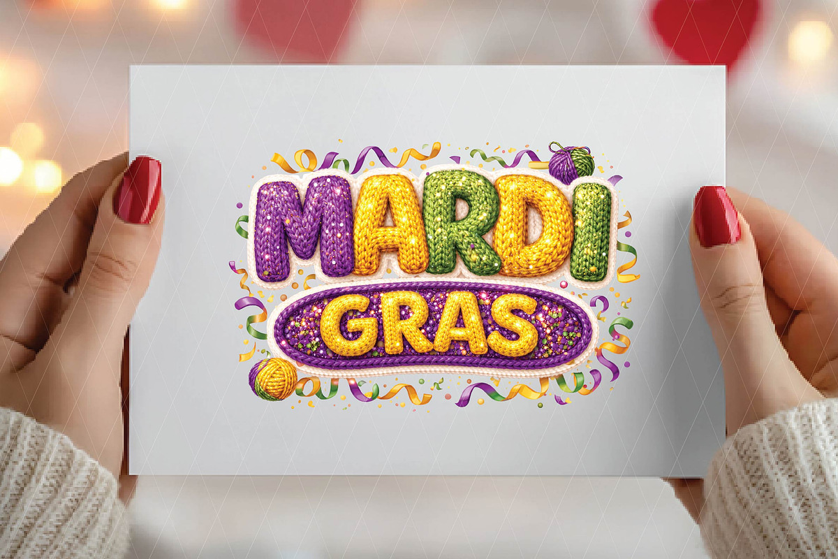 Faux Yarn Mardi Gras Png Crochet Png, an Illustration by DreamPrint404 (Photo 4 of 6)