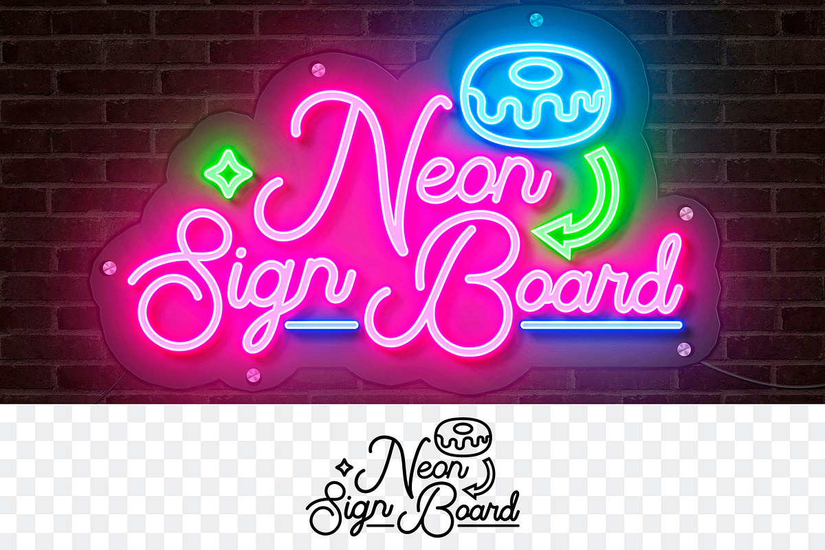Neon Sign Board, a Product Mockup by PixelVoyager (Photo 2 of 4)