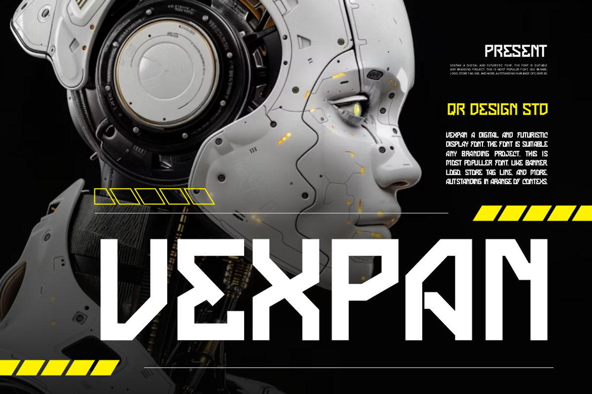 Vexpan - Digital Futuristic Font, a Sans Serif Font by QR Design Studio (Photo 1 of 9)