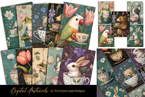 Animal Tea Time Postcard Designs