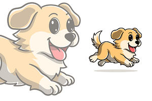 Cute golden retriever dog running