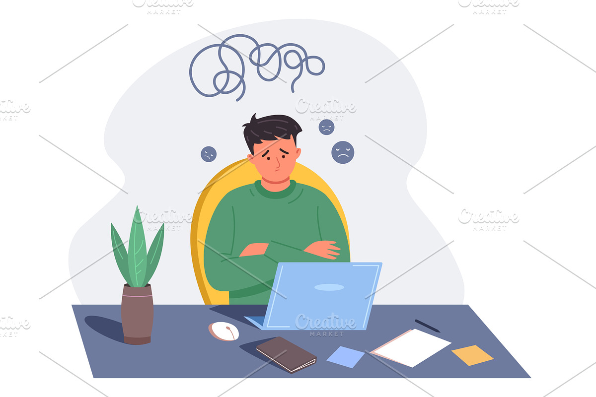 Student problem at computer, an Education Illustration by Stock-Smart-Start